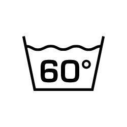 60 degrees Celsius laundry care symbol, warm water wash symbol, washing symbol