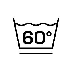 60 degrees Celsius laundry care symbol, warm water wash symbol, washing symbol
