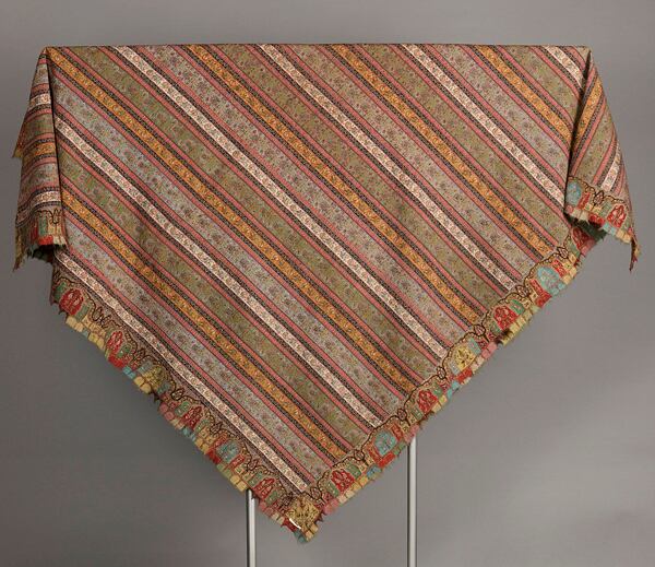 Wool-cashmere blend scarf, made around 1850 in Kashmir, India, and imported to the United States