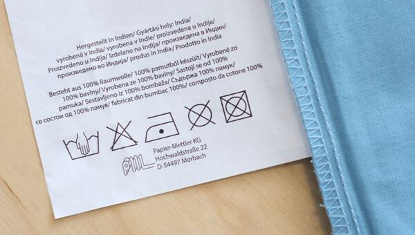 care label with laundry symbols