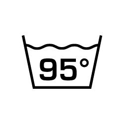 95 degrees Celsius laundry care symbol, hot water wash symbol, 