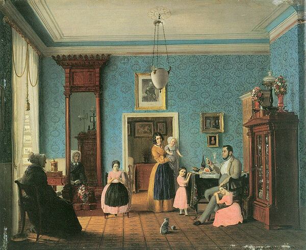 A Biedermeier-era household captured in a painting by Eduard Gärtner in 1843