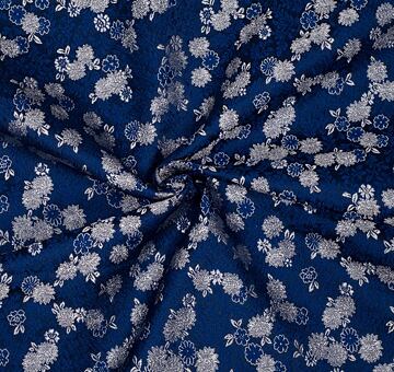 Floral brocade, white and blue