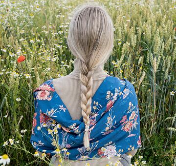 Sartor designer fabric CHINTZ, EcoVero, blue, 0.5m