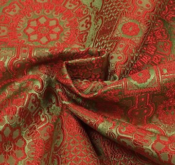 Brocade Ming, red and olive