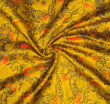 Brocade heavenly waves, orange and violet and yellow