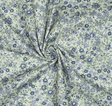 Organic cotton twill, Flor floral print, light blue