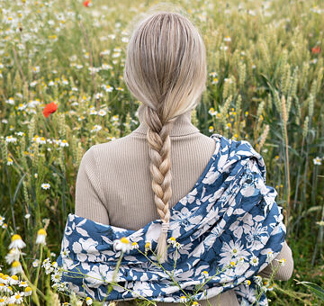 Sartor designer fabric GARDEN, EcoVero, blue, 1.45m