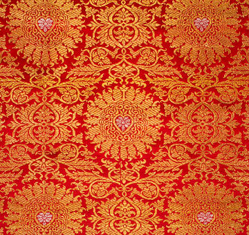 Brocade Lucca, handwoven silk with gold, red, 0.4m