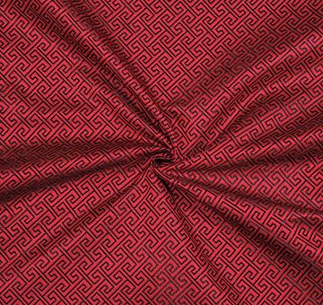 Geometric brocade, red and black
