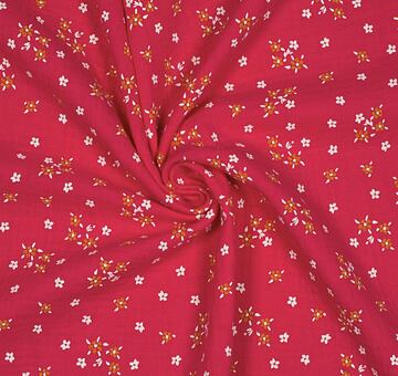 Double gauze fabric, organic cotton, Maia floral print, pink