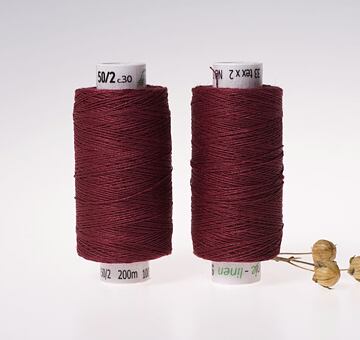 Medium linen thread, 33x2, 200m, burgundy