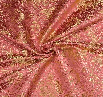 Peacock feather brocade, gold and antique rose, 1.7m