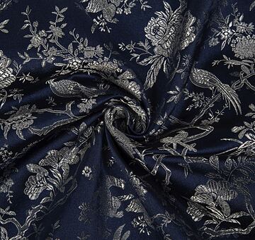 Japanese brocade, silver and dark blue 