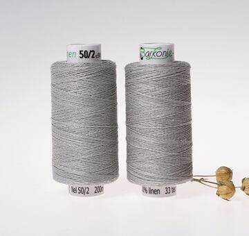 Medium linen thread, 33x2, 200m, light grey