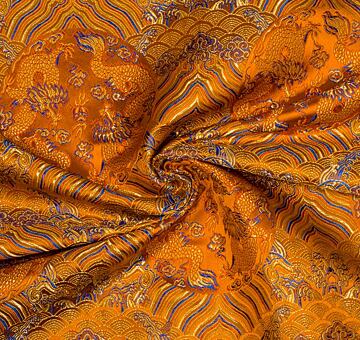 Brocade heaven with dragons in medallion, orange