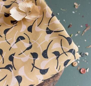 French designer fabric Windy Mustard, EcoVero, yellow