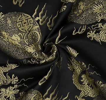 Chinese brocade with dragon, gold and black