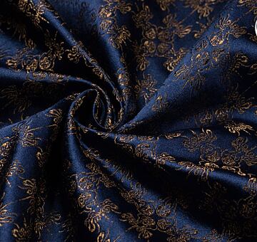 Brocade with embellished crosses, bronze and blue