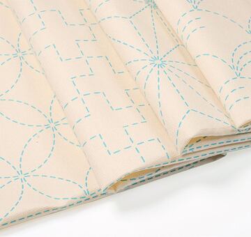 Sashiko fabric panel with eight patterns, ecru