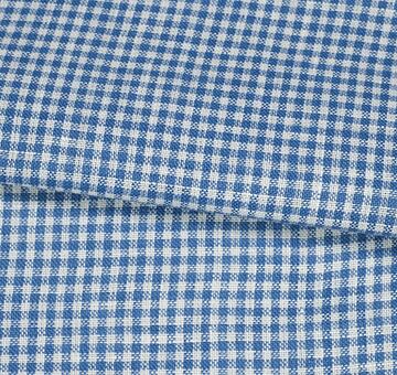 Fine linen fabric, 100% linen, checked, blue and white
