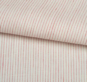 Fine linen fabric, 100% linen, striped, cinnamon and white