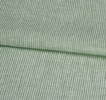Linen fabric, 100% linen, striped, white and green
