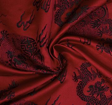 Chinese brocade with dragon, black and red