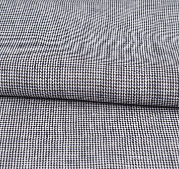 Fine linen fabric, 100% linen, dark blue and white