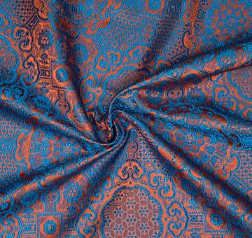 Brocade Ming, blue and orange