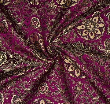 Brocade chrysanthemum, black and gold and plum