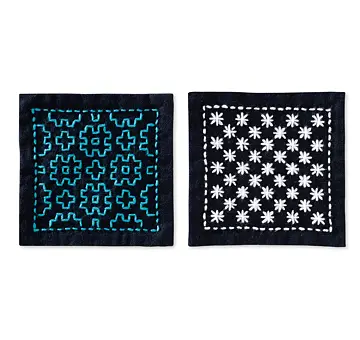 Sashiko starter kit 10 x 10 cm IGETA and KOMEZASHI, indigo