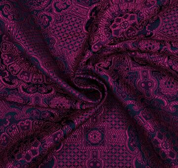 Brocade Ming, fuchsia and dark blue