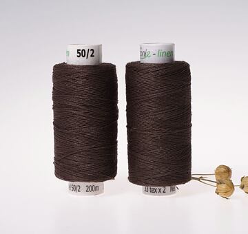 Medium linen thread, 33x2, 200m, dark brown