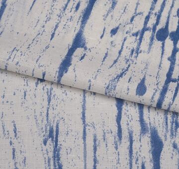 Fine linen cotton blend, patterned, blue and white