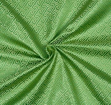 Geometric brocade, gold and green, seconds