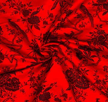 Japanese brocade, black and red