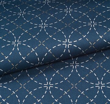 Sashiko fabric by the meter with wash-out seven treasures pattern, indigo blue