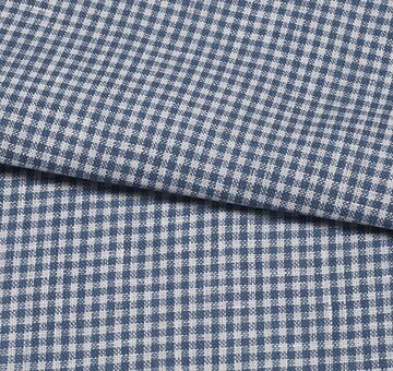 Fine linen fabric, 100% linen, checked, blue and white