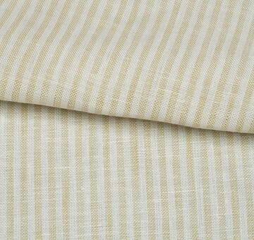 Fine linen fabric, 100% linen, striped, beige and white