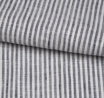 Fine linen fabric, 100% linen, striped, dark blue and white