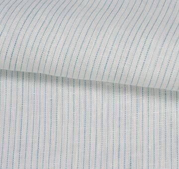Linen fabric, 100% linen, striped, turquoise and white, 1.2m