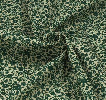 Japanese fabric FLOWNNY, 100% cotton, cream and dark green