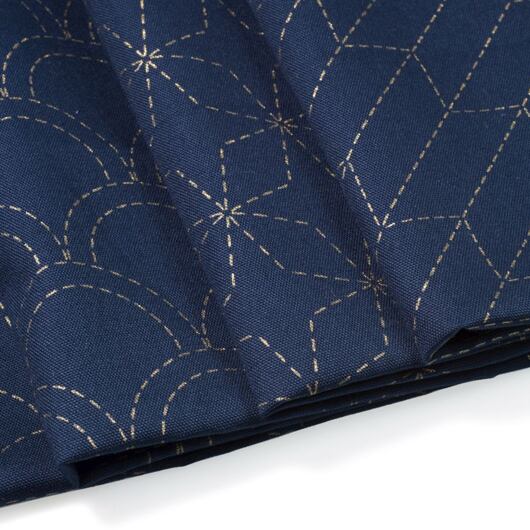 Sashiko fabric panel with eight patterns, indigo blue