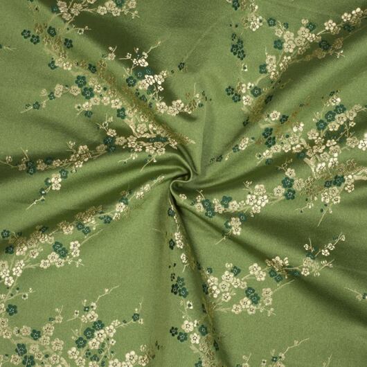 Brocade Sakura, gold and olive