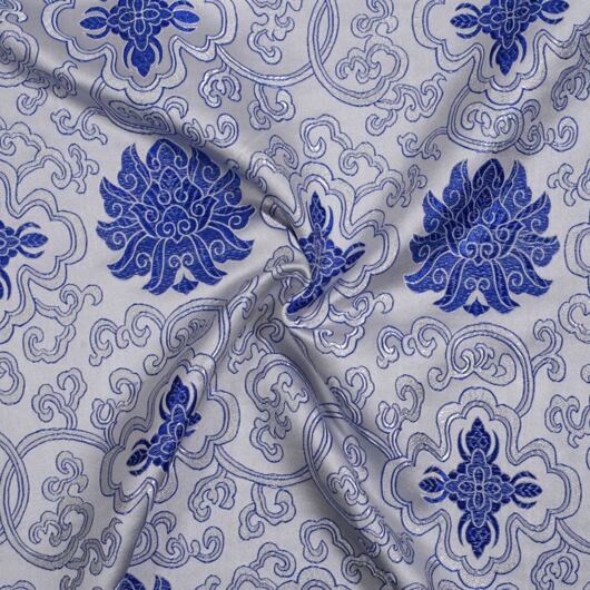 Brocade Water Lily, blue and silver