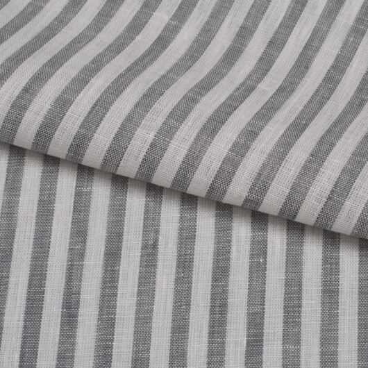 Lněné plátno,lehké, proužkované, šedo-bílé