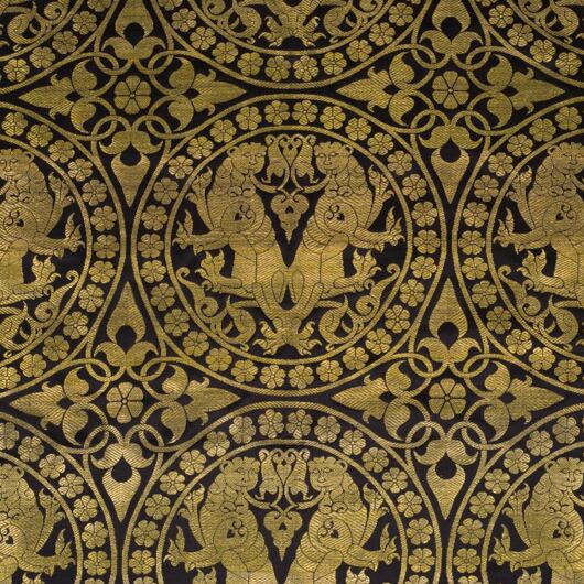 Black and gold brocade fabric for medieval clothing from 100% silk © Sartor Bohemia