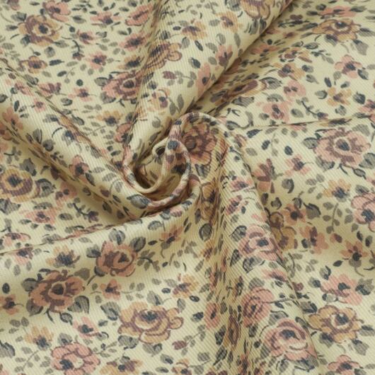 Bavlněná látka s květinovým vzorem Rosita, organická bavlna, starorůžová