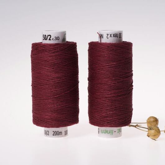 Medium linen thread, 33x2, 200m, burgundy